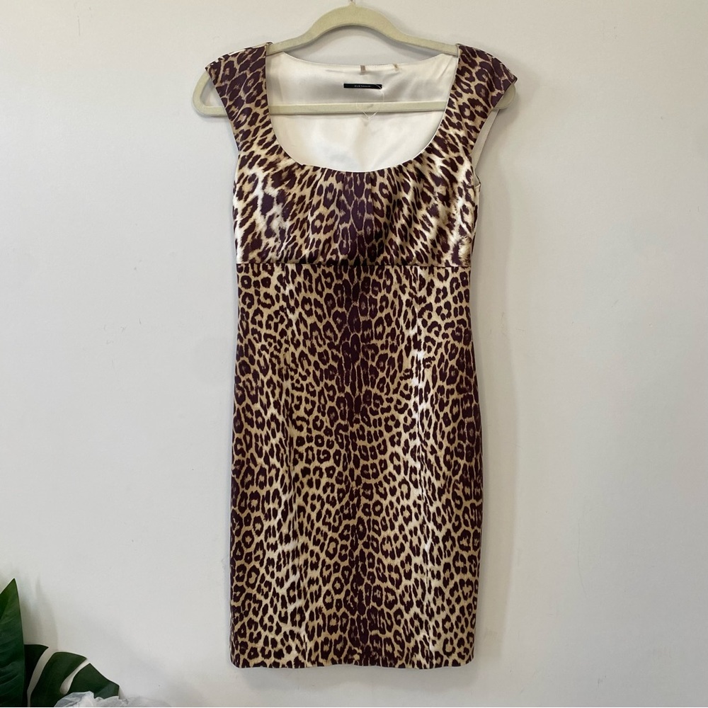 NWOT SILK Elie Tahari sheath dress, animal print